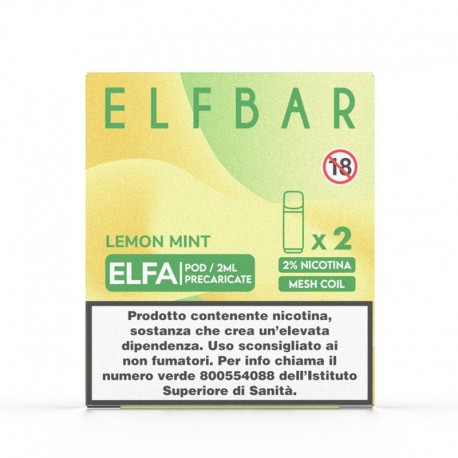 ElfBar ELFA Pod Precaricate - Lemon Mint - 20mg/ml - 2pz